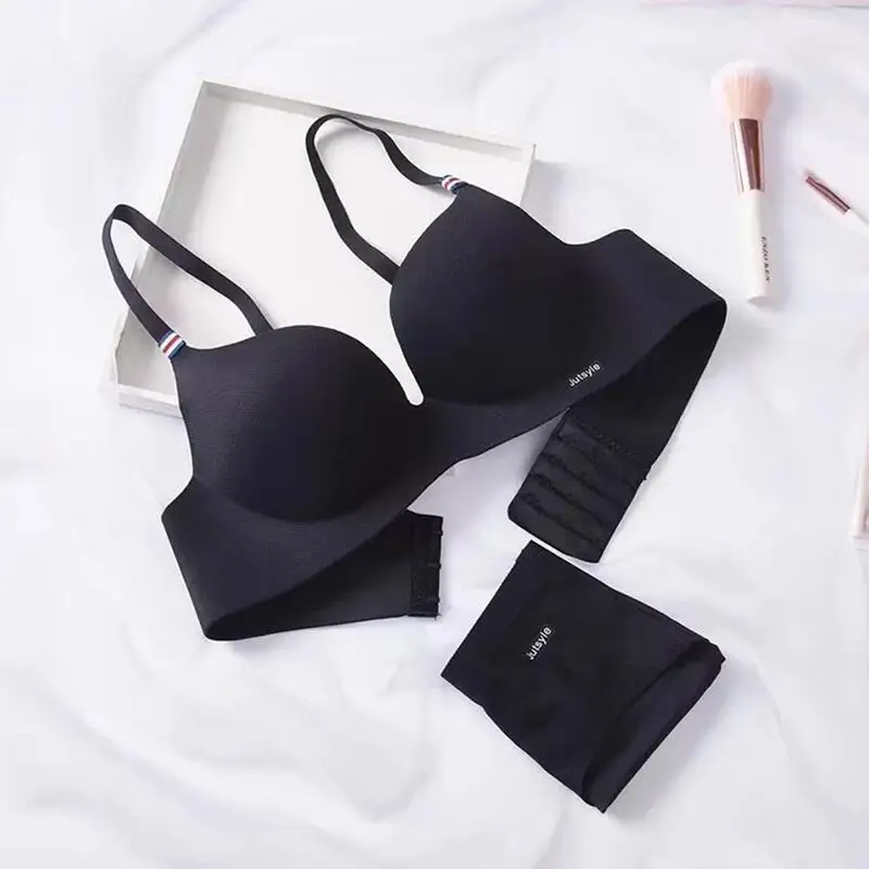 Fashion British Style Bra Soft Without Steel Ring Women's Brassiere Breathable Non-removable shoulder strap Gather Bralette image 2