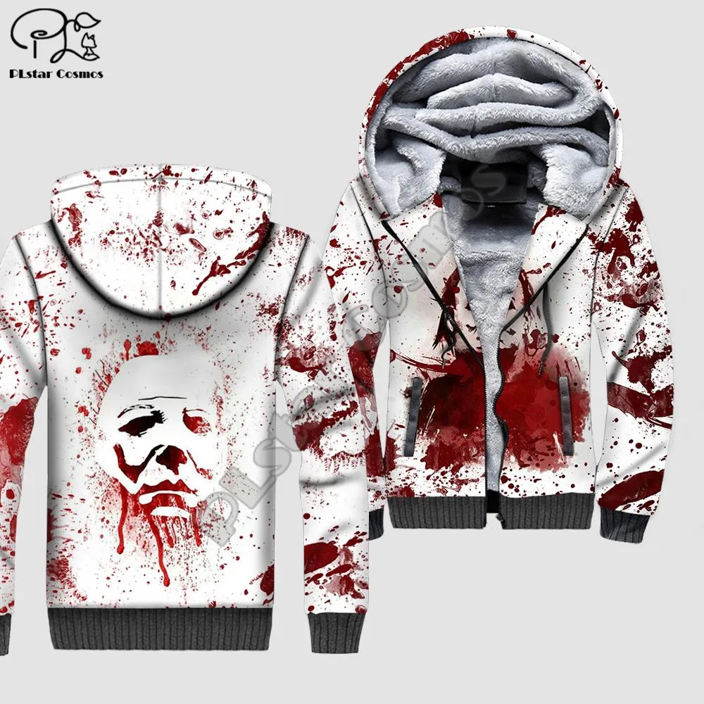 PLstar Cosmos Michael Myers Halloween 3D Print Winterkleding Casual Warme Kap Dikke Jas Rits Man Fleece Hoodies Jas M-3