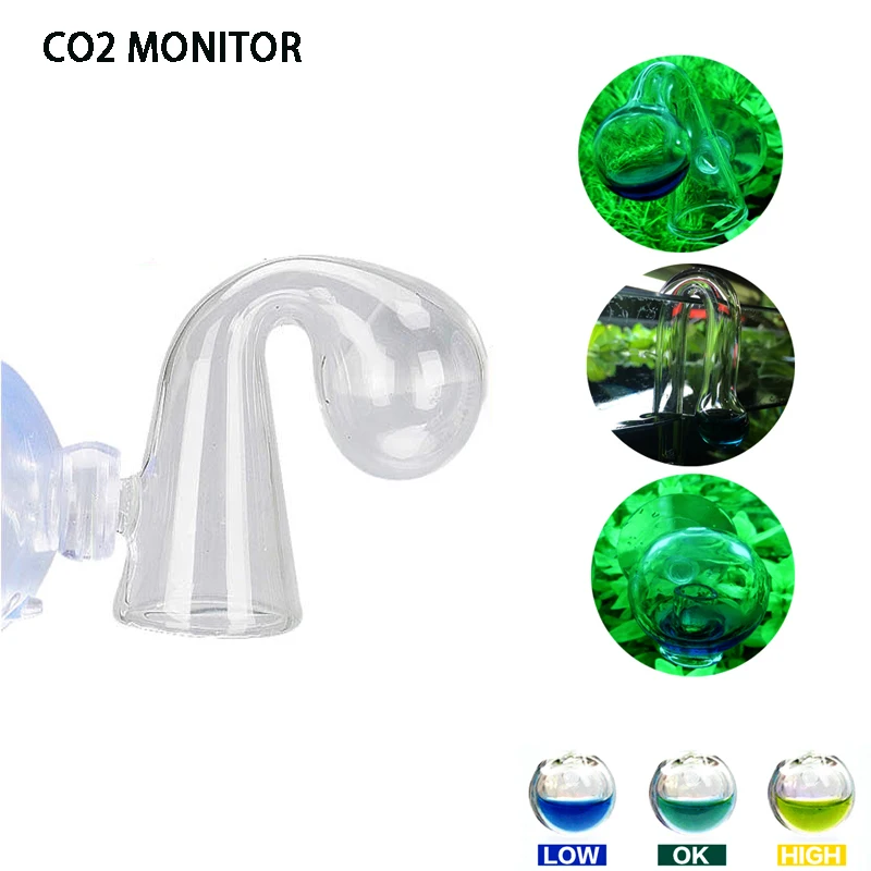 Fish Tank Water Live Moss Plant Aquarium Notes Glass CO2 Drop Checker Carbon Dioxide PH Ball Long Term Indicator Monitor Tester