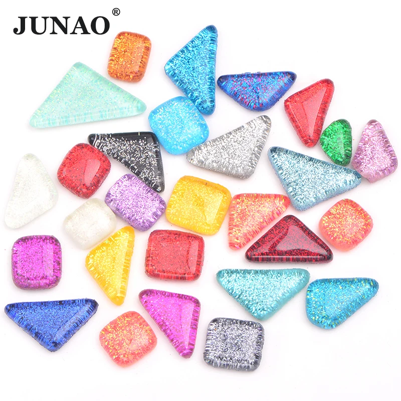 Junao-モザイクガラスストーン,20個,ミックスカラー,タイル,ガラスの小石,手工芸品,子供向けパズル,日曜大工,モザイク作成