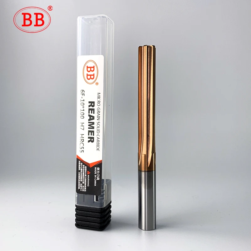 BB Carbide Machine Reamer Coated Straight Flute H7 Tolerance Chucking Hardened Steel Metal Cutter 6 Flutes CNC 6~20mm