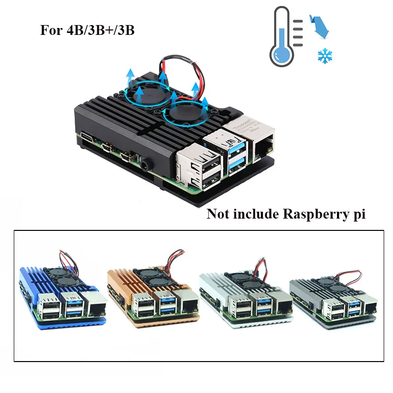 

Raspberry Pi 4 Модель B двойные вентиляторы с ЧПУ Алюминий сплав чехол металлический 5 цветов Защитный чехол-Броня с радиаторы для Raspberry Pi 4B/3B +/3B