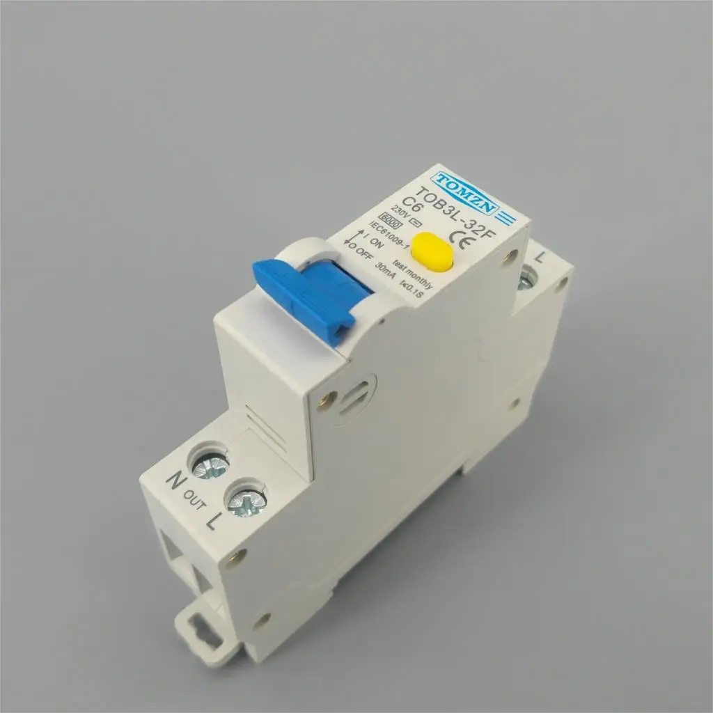 18MM 230V 50/60Hz RCBO 1P+N 6KA Residual current differential automatic Circuit breaker with over current Leakage protection