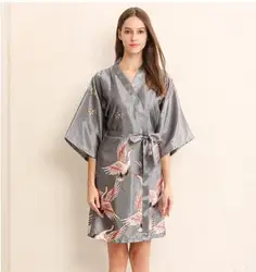 Women Silk Satin short Wedding Bride Bridesmaid Robe Kimono Robe Feminino Bath Robe Large Size Peignoir Femme Sexy Bathrobe