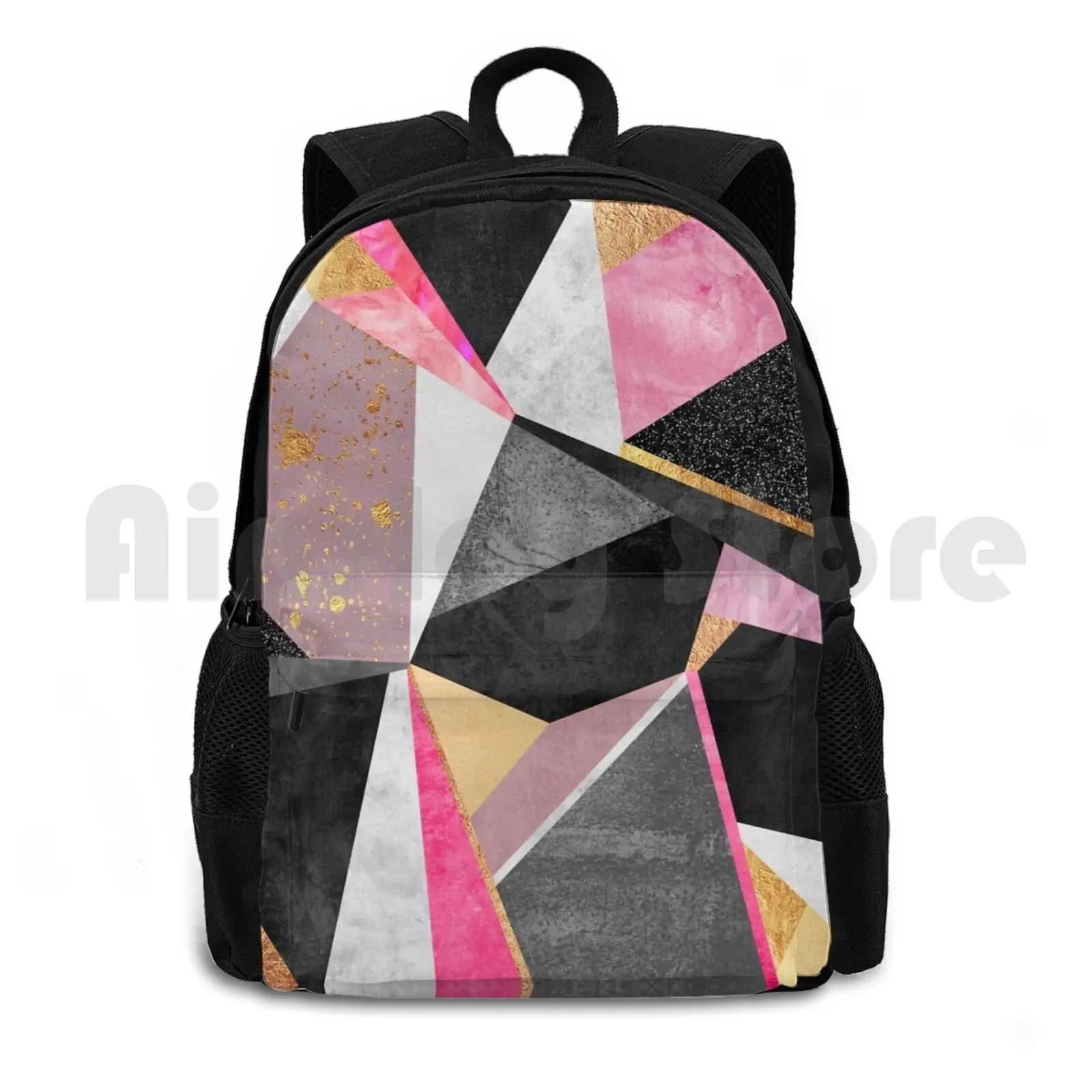

Geometry / Pink Outdoor Hiking Backpack Riding Climbing Sports Bag Graphic Pattern Abstract Geometric Geometric Pink Girly