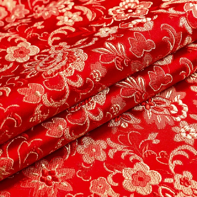 Chinese brocade jacquard fabric for sewing cheongsam kimono patchwork needlework satin costume materials various colors