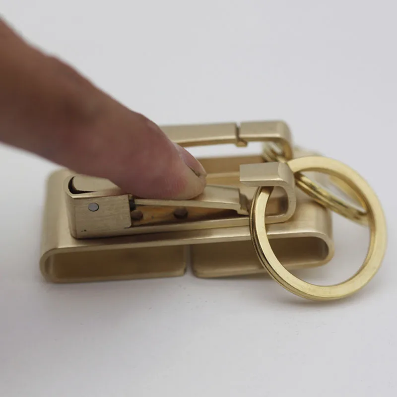 Men Key Chain Belt Clip Pull Double Loops Keychain Car Key Rings Brass Detachable Key Holder Belt clip accessories