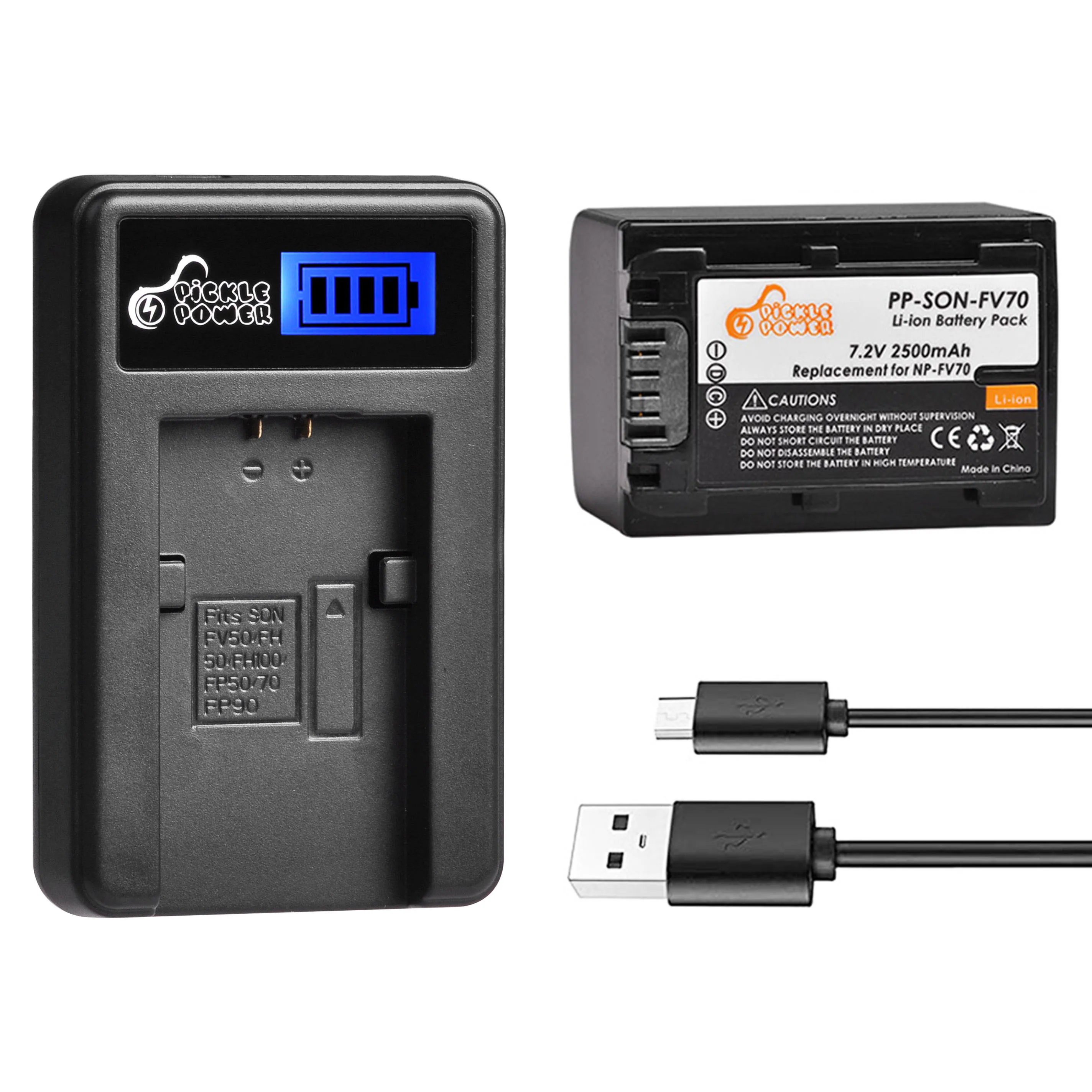 2500mAh NP-FV70 Battery + Charger for Sony NP-FV50 FV30 HDR-CX230 HDR-CX150E HDR-CX170 CX300 Z1