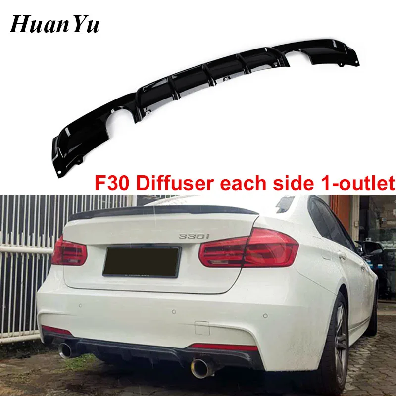 

F30 Sport Edition 1-outlet Diffuser for BMW 3 Series ABS Gloss & Matt Black Rear Bumper Lips for F31 4-door Sedan 2012+