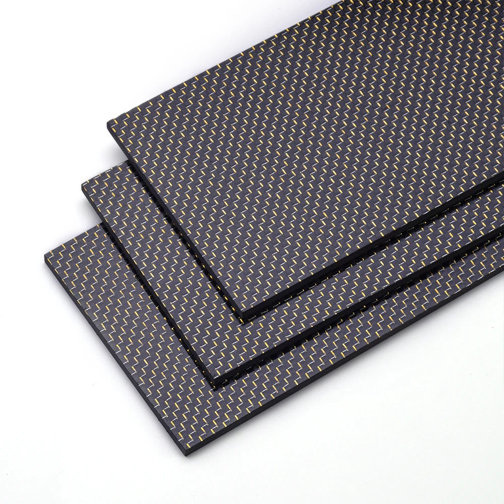 400x500mm Plain Glossy Matte Thickness 0.5-2.5mm 100% High Temperature Laminate Gold Blue Silver Red 3K Color Carbon Fiber Sheet