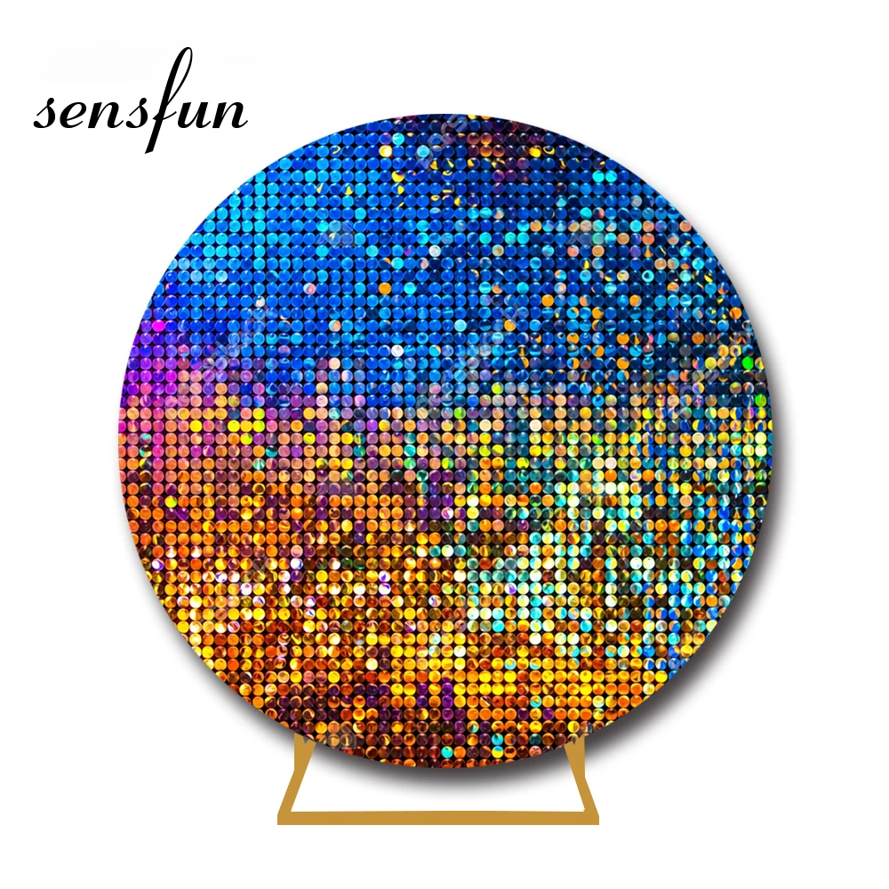 5 Options Glitter Sequin Round Photography Backdrops Wedding Baby Shower Retro Disco Party Photobooth Shine Twinkle Table Cover