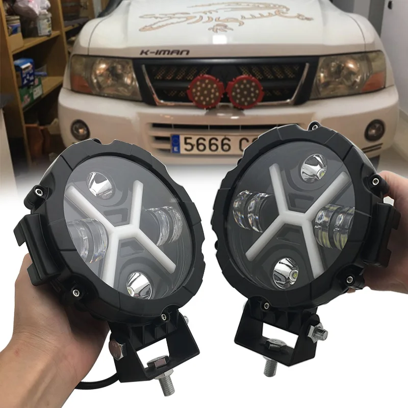 

7 Inch Led Work Light for Trucks 12V 90W Auxiliary Lights for ATV SUV Motorcycle Off-Road Bumper Led Spotlights 2Pcs