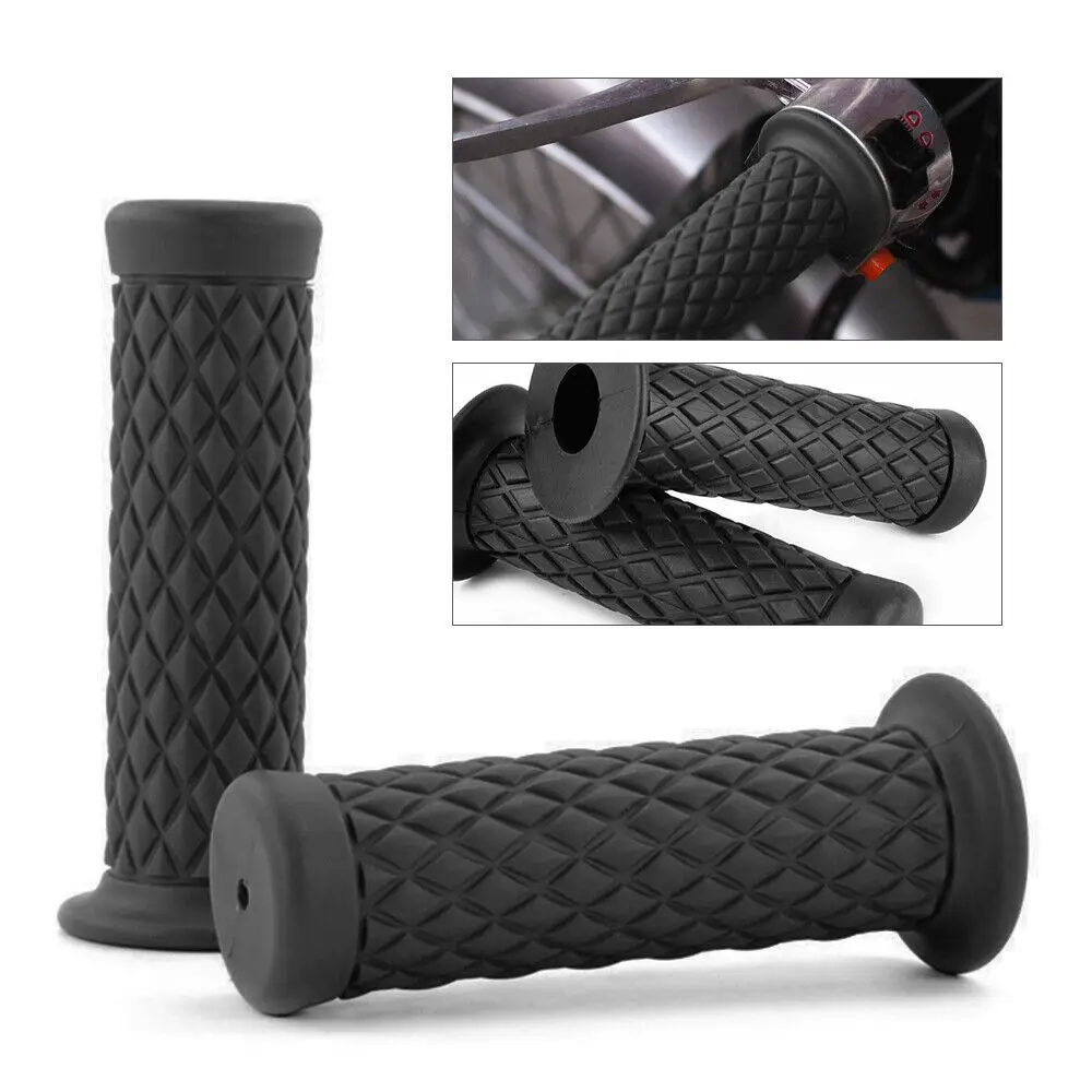 Retro Rubber Motorcycle Handlebar Grips 7/8\