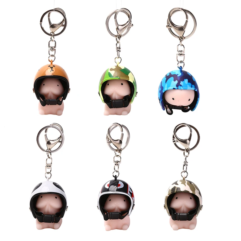 1Set Keychains Dingding Toy Helmet Squeeze Stress Reliever Decompression Sensory Penis Dick Shape Cool Interesting Gift