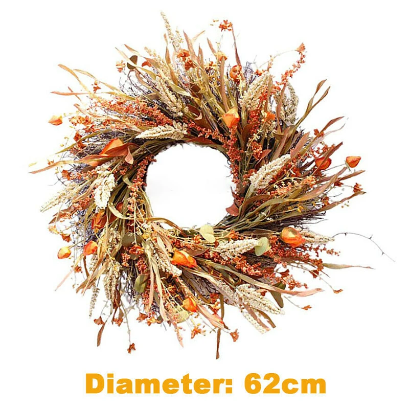 62cm Large Floral Wreath Front Door Harvest Decor Round Artificial Fall Autumn Wreath