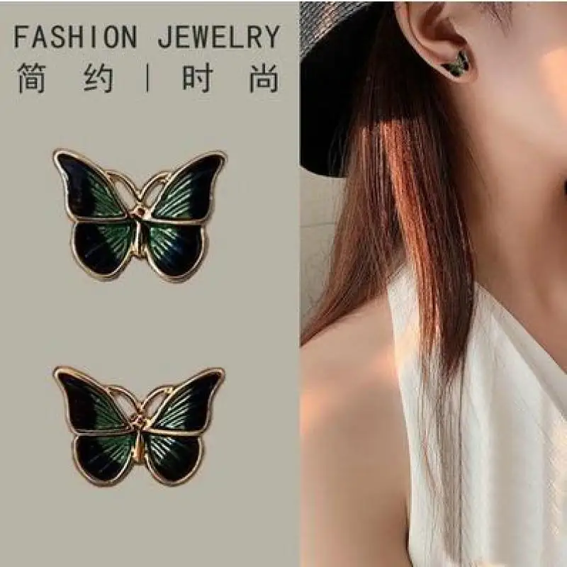 S925 Silver Needle Sweet Butterfly Small Fresh Super Fairy Small Earrings Exquisite Personality Earrings Women's Accessories