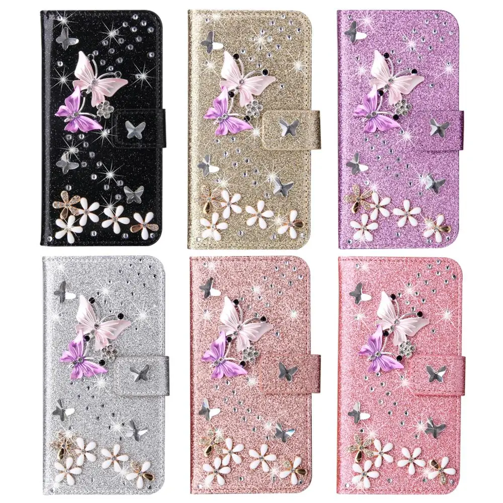 Luxury Glitter Flip Leather Wallet Case For Huawei P30 P40 Pro Psmart 2019 2021 Case