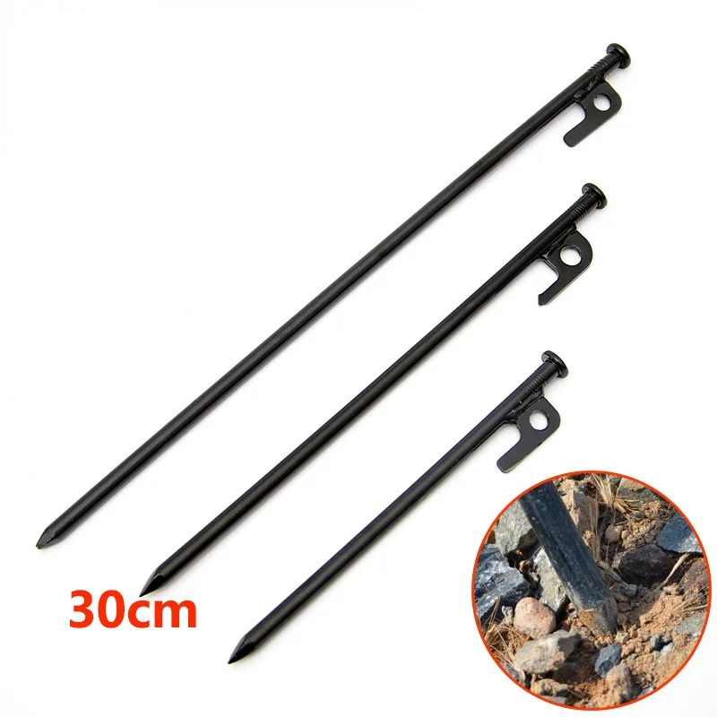 

6 pieces Outdoor Bold and Long Camping Ground Nails, Steel Ground Nails for Canopy Tent Camping, Beach Camp Nails 30cm New