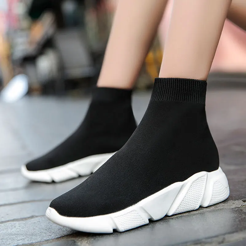 MWY Sneakers Women High Top Casual Shoes Flying Weaving Women Sock Shoes Women Fashion Walking Chaussure Femme Size 35-46