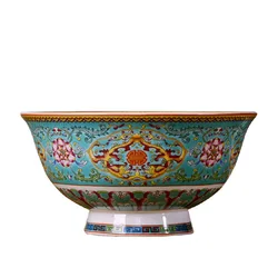 Jingdezhen Green Enamel Fine Bone China Bowl Ceramic Bowl Longevity And Happiness