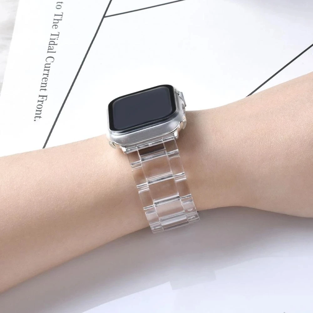 Watch strap for apple watch 38mm 40mm 41mm 42mm 44mm 45mm 49mm correa transparent steel for iwatch series 8 7 se 6 5 4 3 2 1