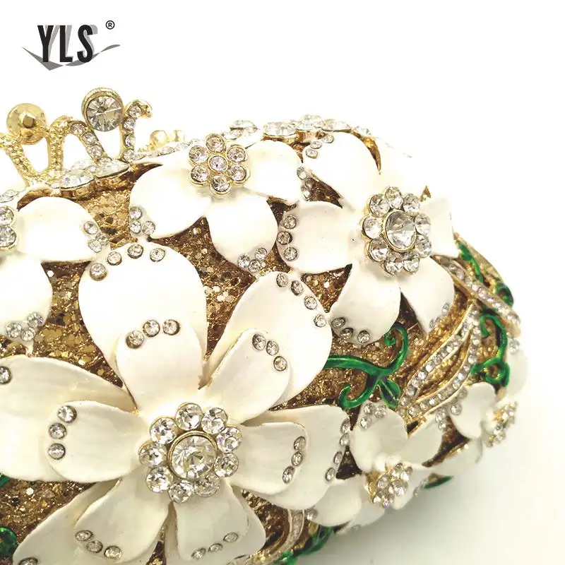 Women Luxury Rhinestone Clutch Purse Fashion Flower Crystal Evening Bags Cocktail Wedding Party Handbag For Prom Event