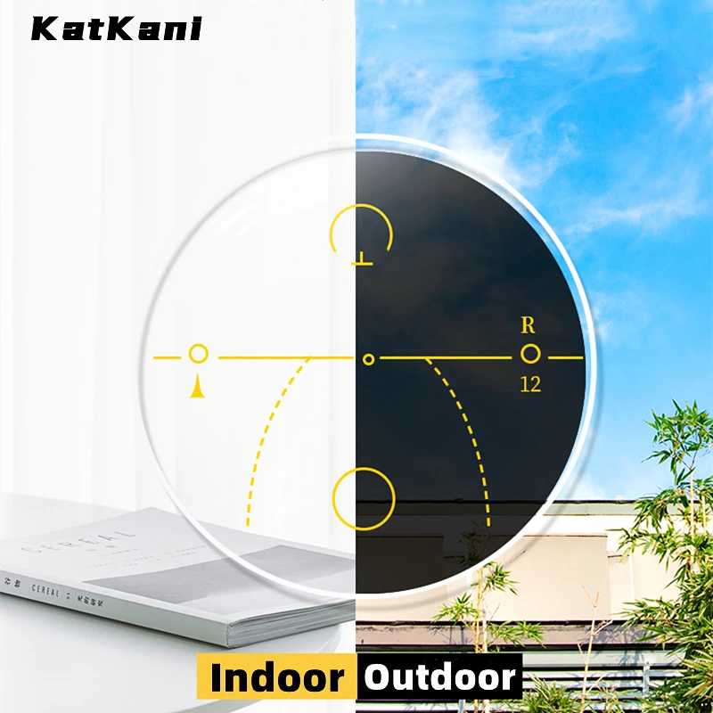 KatKani 1.56/1.61/1.67/1.74 Progressive Photochromic Gray or Brown UV Protection Sph-10.00 ~ + 6.00/Add + 1.00 ~+ 4.00 Pair Lens