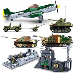 Military German Army Atlantic Fort Bastion MOC Building Blocks Set Weapon War Chariot Soldier WW2 Bricks Classic Model Kids Toys