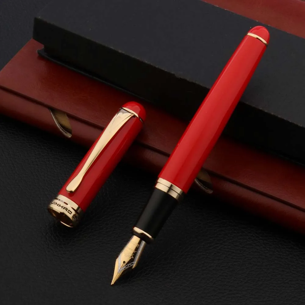 High quality jinhao 750 Fountain Pen chinese red golden elegante fude calligraphy pen Business Office school supplies Writing