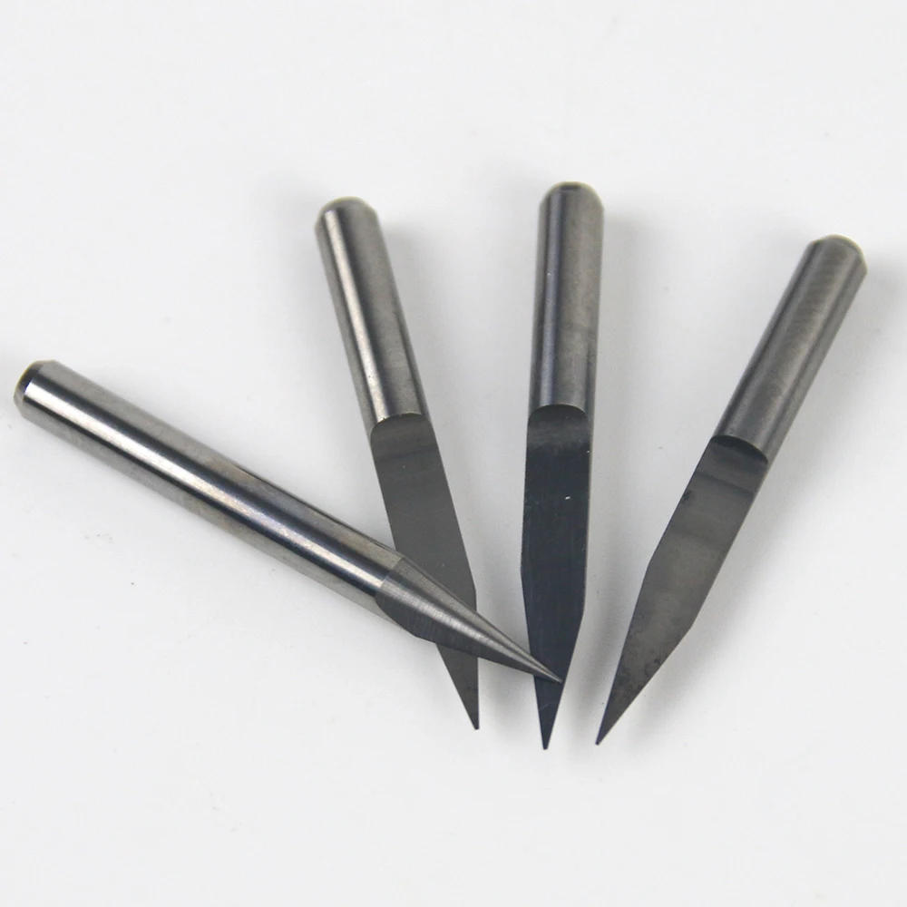 V Shape Flat Bottom Carbide PCB Engraving Bits 3.175mm Sharp Knife CNC Router Bit 10/15/20/30 Degree Carving Milling Cutter Tool