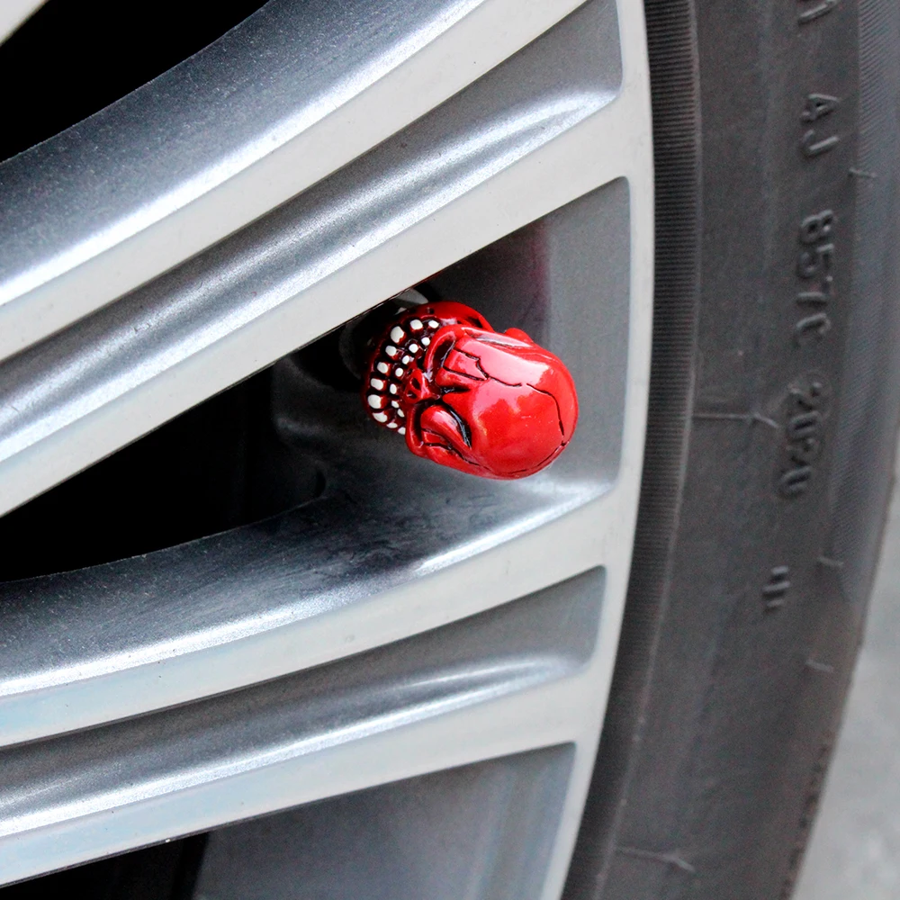thumbnail image 2 of MYOSPARK 5-Pack Skull Valve Stem Caps - Black Crossbones Tire Air Valve Covers For Cars & Motorcycles 2 of 12