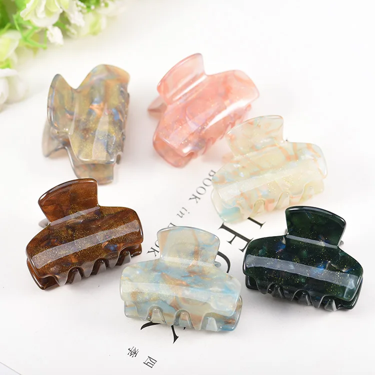 New Fashion Boutique Acrylic starry sky medium Small color shiny crab clip for Women girls Hair Accessories Headwear