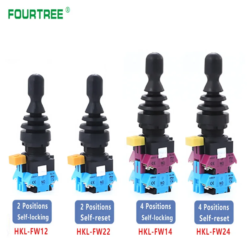 Joystick Switch Monolever Rocker Cross Master Switch 2-way 4-way  Self-reset Self-locking 2NO 4NO Hole Size 22mm 30mm HKL HKC