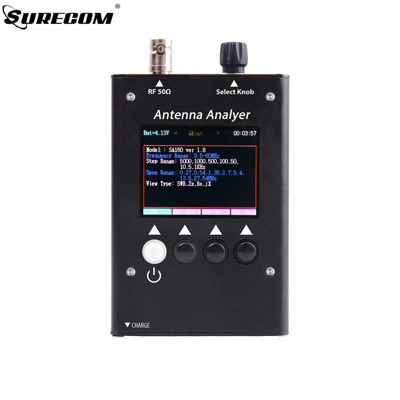 

SURECOM SA-160 LCD Display 0.5-60MHz Color Graphic Antenna Analyzer BNC Connector for Two Way Radio SA160 Antenna Testing Meter