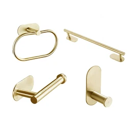 Set di accessori da bagno in oro spazzolato porta accappatoio porta asciugamani porta carta igienica accessori da bagno