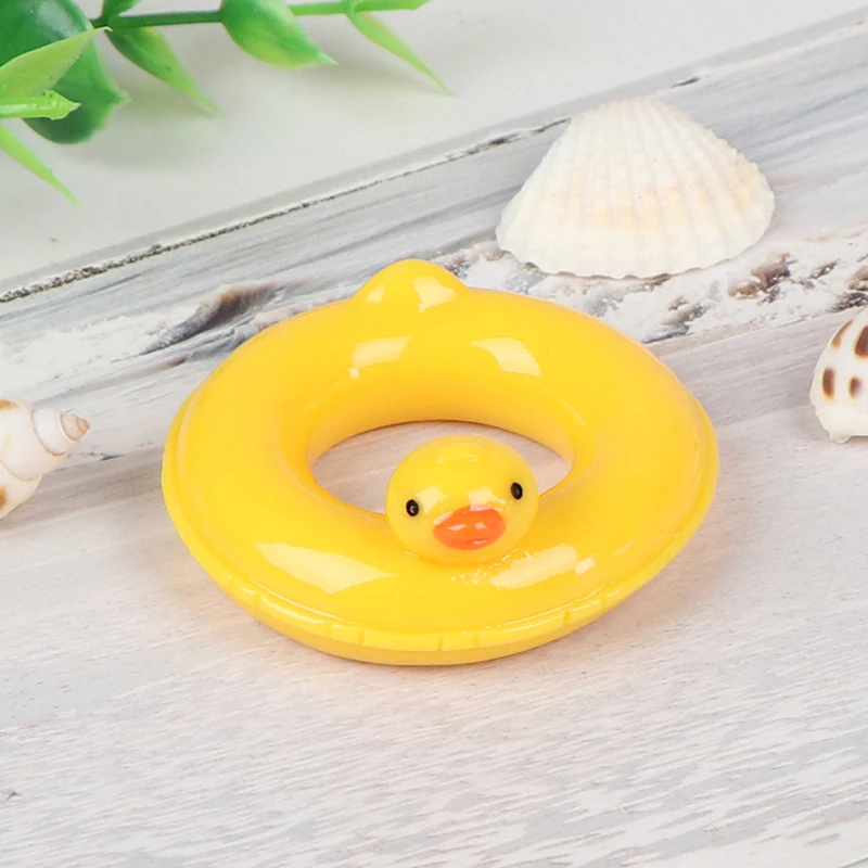 High Quality 1/12 Doll House Miniature kawaii Resin Duck Design Swim Rings Swimming Laps Lifebelt Bathroom