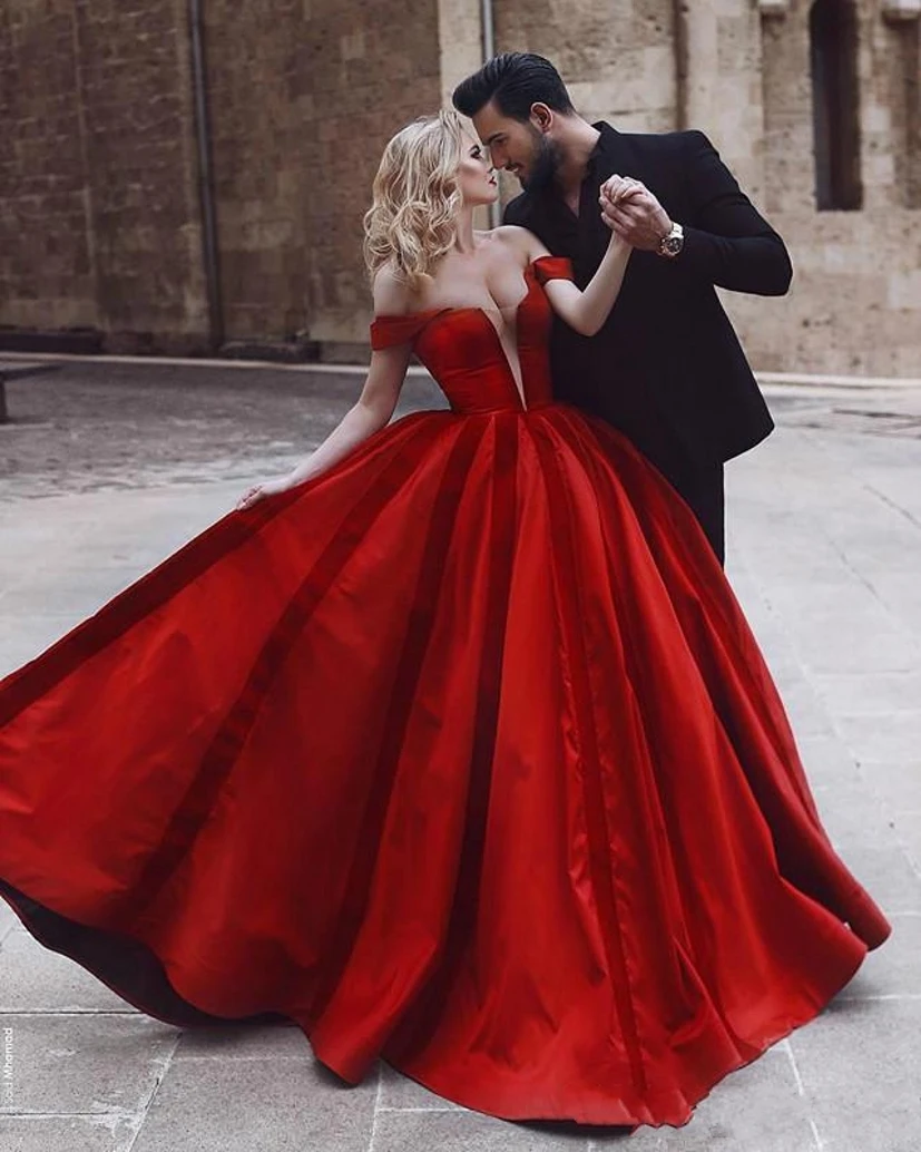 Vestido de novia rojo de talla grande, Sexy, romántico, sin hombros, Oriente Medio, árabe, africano, 2020