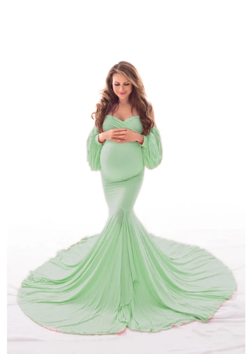 Sexy Off Shoulder Maternity Dresses for Photo Shoot Long Maxi Gown Split Pregnancy Photography Dress Pregnant Women Baby Shower