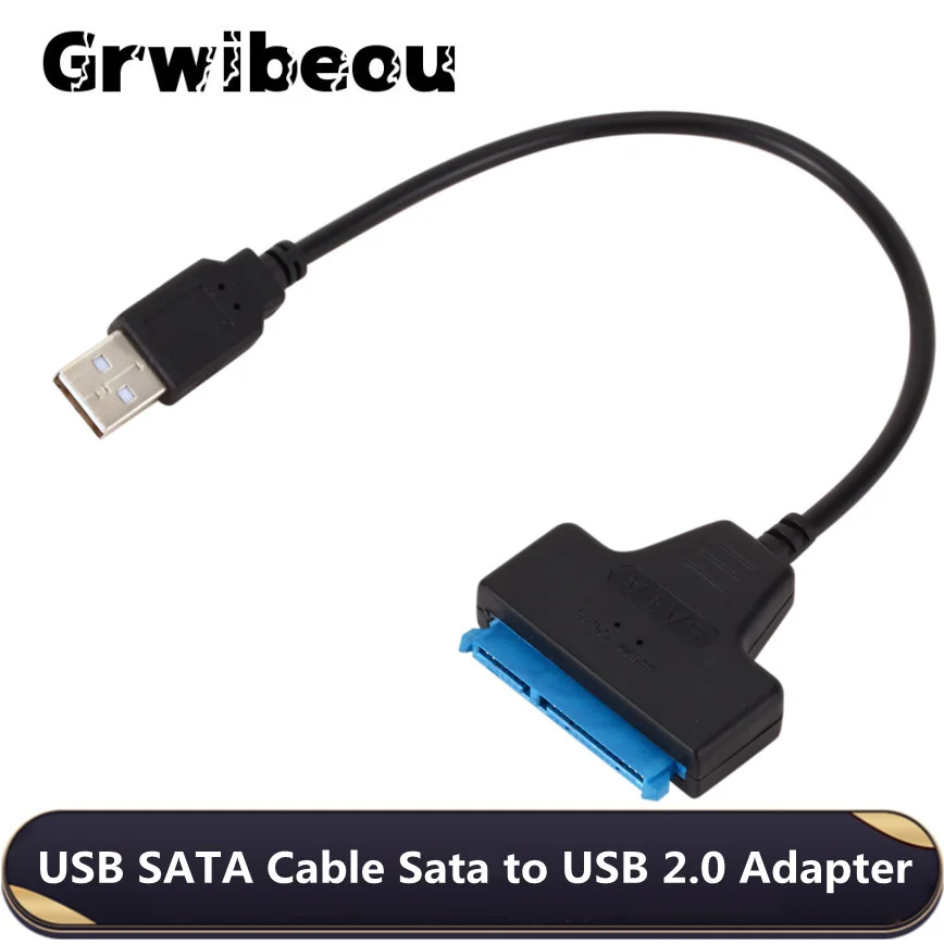 Grwibeou USB SATA 3 câble Sata vers USB 2.0 adaptateur jusqu'à 480 Mbps prise en charge disque dur SSD externe HDD 2.5 pouces 22 broches Sata III