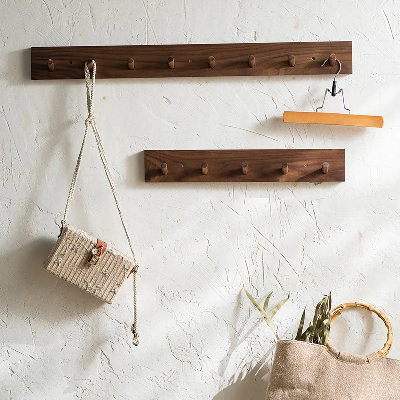 Wood Nordic Style Solid Hook Door Hanger Wall Hanging Rack Decorative Coat Key Storage Hooks Beech   furnishing  WY