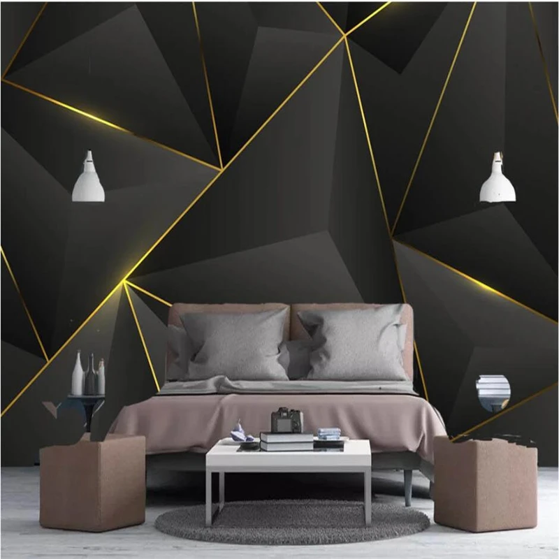 

wellyu papel de parede 3d Custom wallpaper Modern minimalist gold lines mosaic pattern geometric bedroom background wall