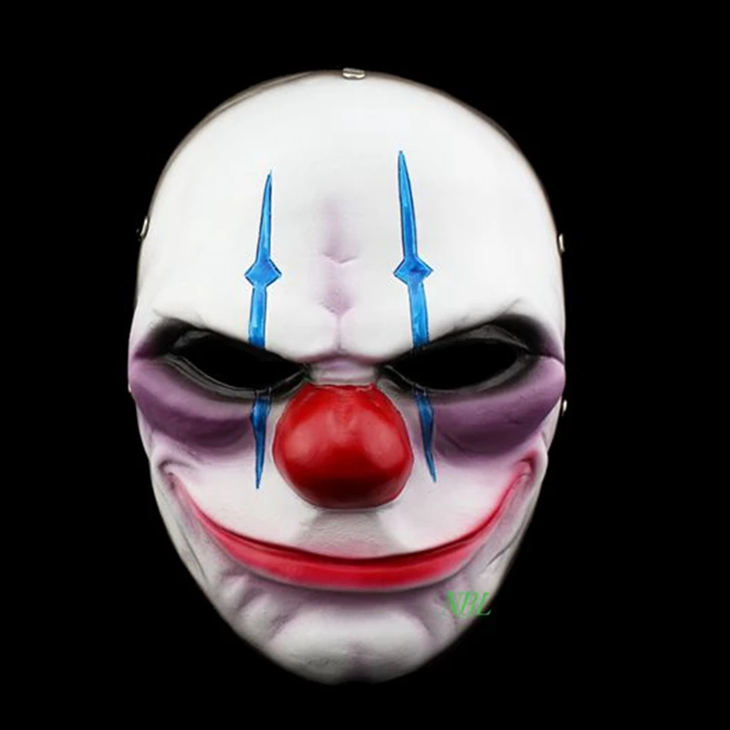 

Halloween Scary Payday2 Clown Robbery Mask Masquerade Cosplay Party Villain Joke Adult Full Face Resin Masks Props FreeShipping