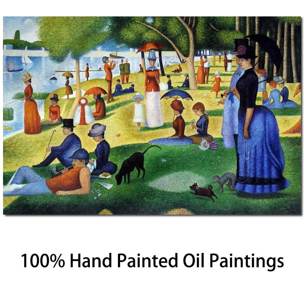 

Canvas Art Georges Seurat Paintings Oil Handmade Sunday On La Grande Jatte Modern Landscapes Famous Artwork Office Wall Decor