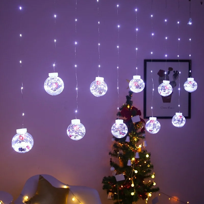 New LED Curtain String Light Ball Santa Claus Christmas New Year 2022 Christmas Decortions for Home Xmas Tree Decoration Navidad