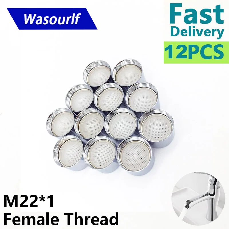 WASOURLF – robinet à filetage femelle M22 x 1, accessoires de robinet à bulles 304, noyau en acier inoxydable, coque en laiton, vente en gros, 12 pièces, 22mm