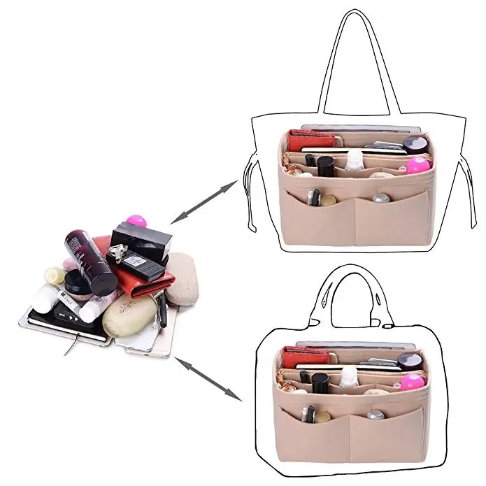 Purse Organizer Insert, Felt Bag organizer with zipper, Handbag & Tote Shaper, Fit LV Speedy, Neverfull, Tote