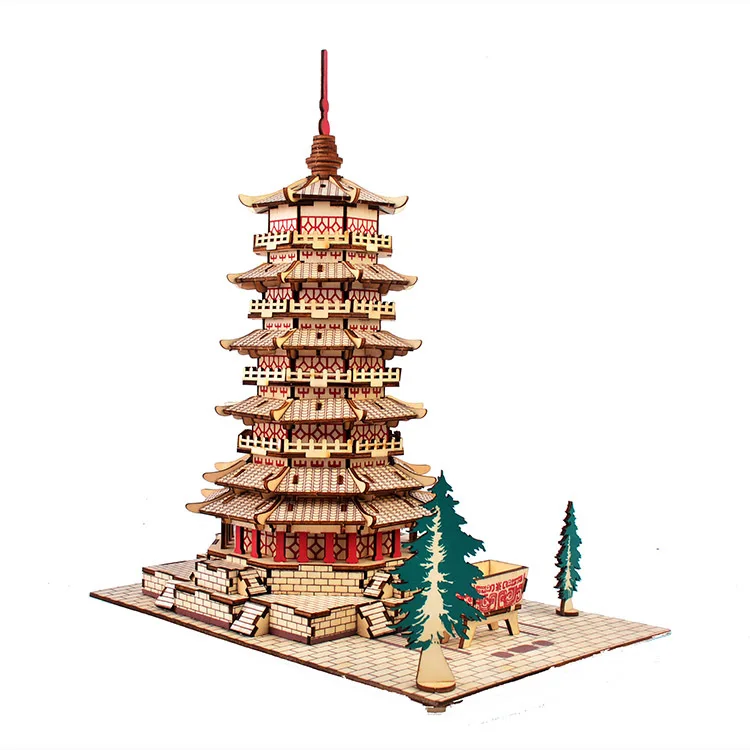 

candice guo 3D wooden puzzle DIY toy woodcraft assembly kit the sakyamuni pagoda of fogong temple birthday Christmas gift 1pc