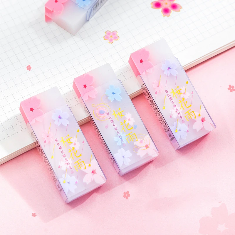 1pcs Cherry flower Rubber Eraser Japanese Sakura Blossom Erasers for Pencil Cleaning Stationery Office School Supplies F415