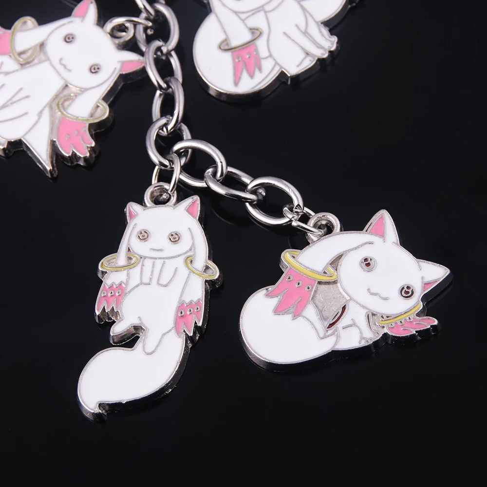 Anime Puella Magi Madoka Magica Keychain Cute Cartoon Incubator Qbay Pendant Keyring for Women Bag Car Accessories Jewelry