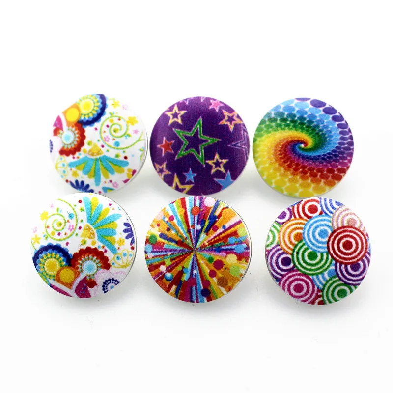 New 50pcs/lot Mix Painted Stars Rainbow Snap Buttons Fit 18mm Glass Buttons Snap Jewelry Bracelets&Bangles Diy Snap Jewelry